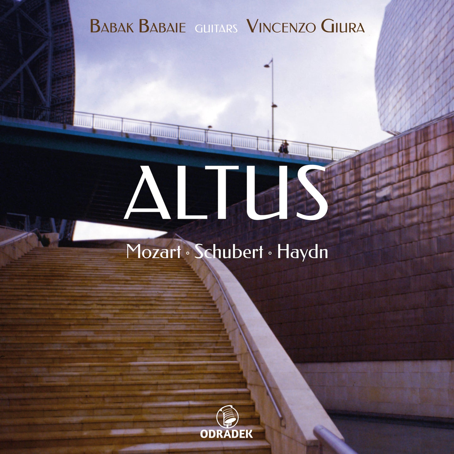 CD cover for "Altus" by Giura & Babaie, featuring stairs and modern architecture.