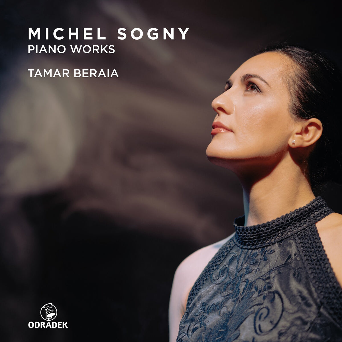 CD cover featuring Tamar Beraia in profile, with text “Michel Sogny: Piano Works”.