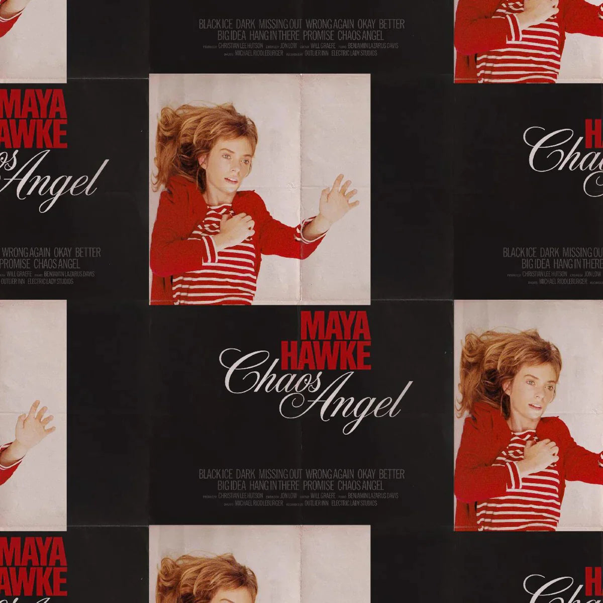 CD cover for Maya Hawke’s “Chaos Angel” featuring a portrait of the artist.