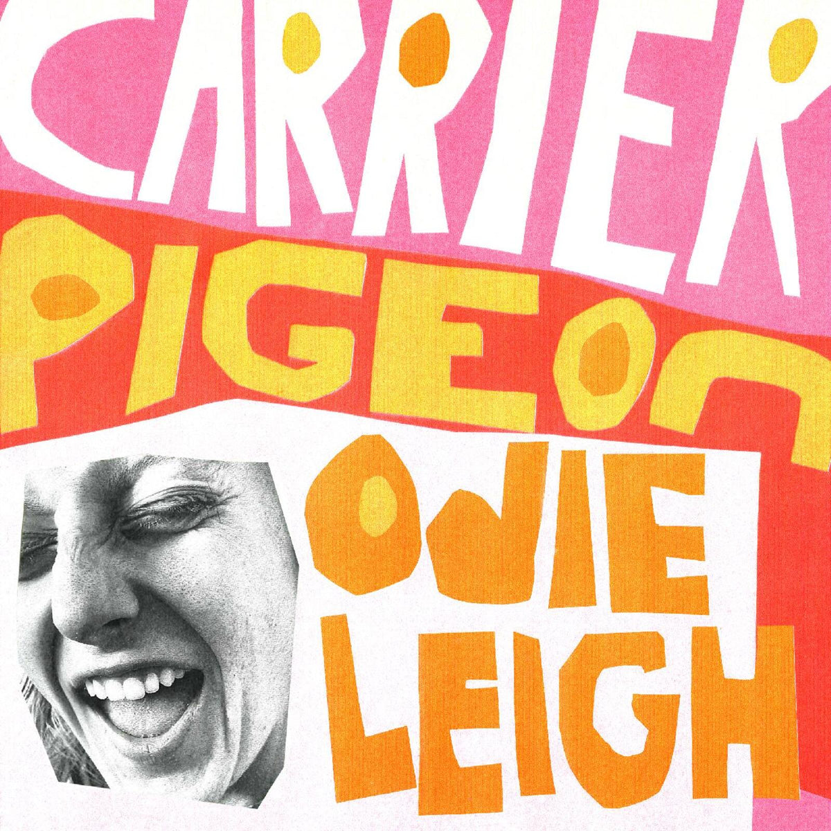 Album cover for “Carrier Pigeon” by Leigh,odie, featuring a portrait and bold text.