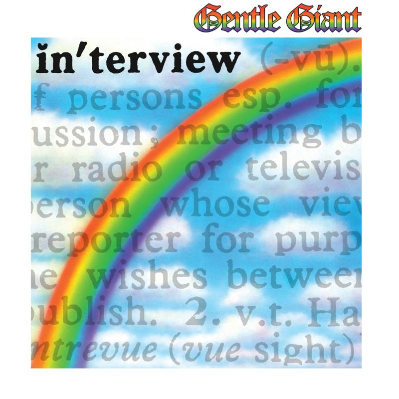 Blue vinyl record cover for Gentle Giant’s “InTerview” remix, abstract design.
