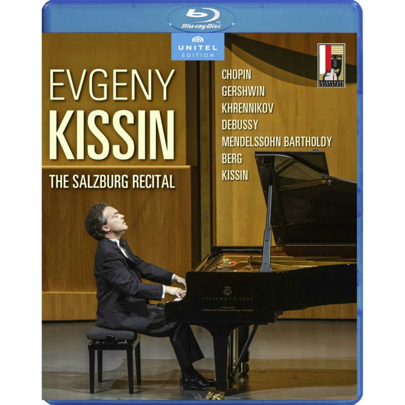 Evgeny Kissin at a grand piano, Salzburg Recital Blu-ray cover.