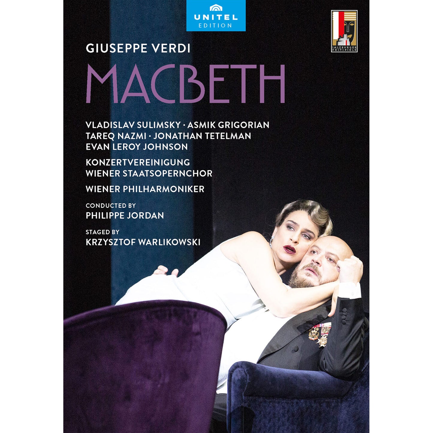 DVD cover for Verdi’s Macbeth opera, featuring two singers in costume.