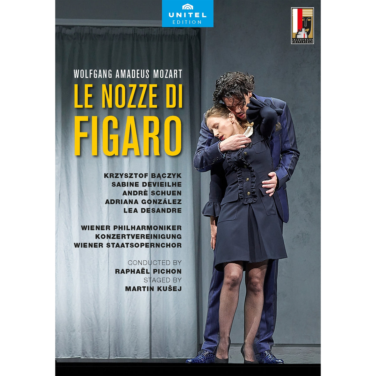 DVD cover for Mozart’s *Le Nozze Di Figaro* opera, two figures embracing.
