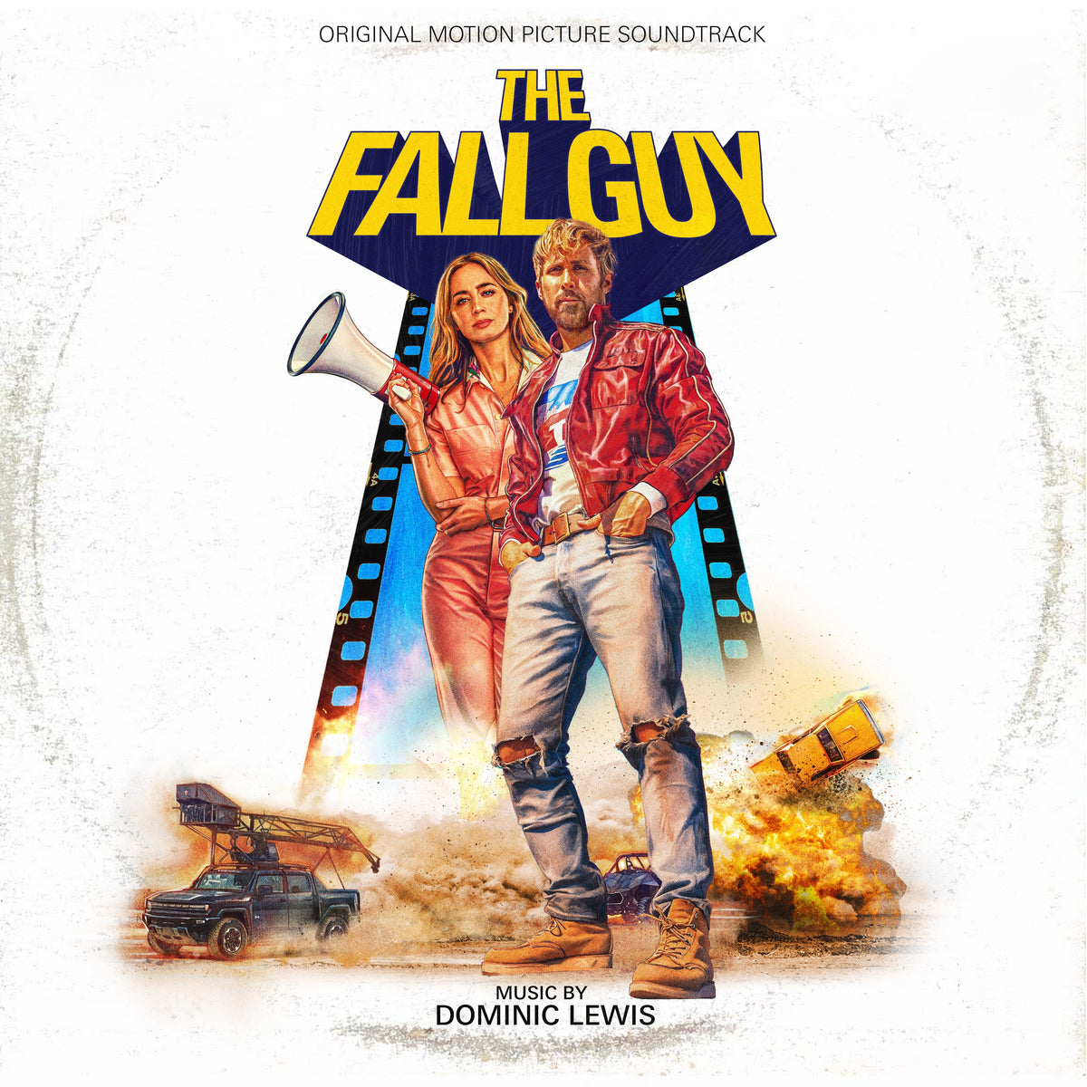 “The Fall Guy” soundtrack vinyl cover with two people and vehicles.