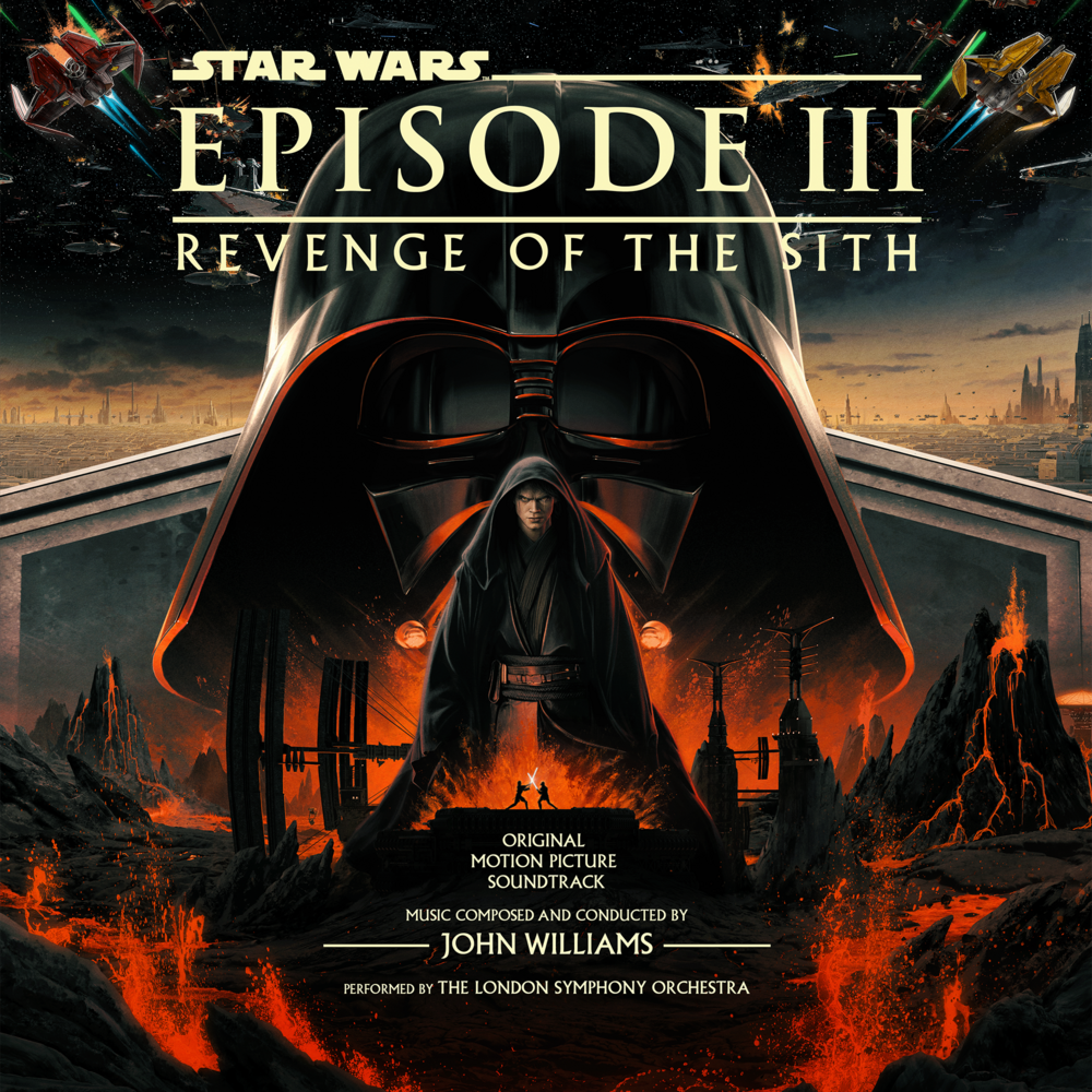Star Wars Episode III soundtrack vinyl record cover featuring Darth Vader.