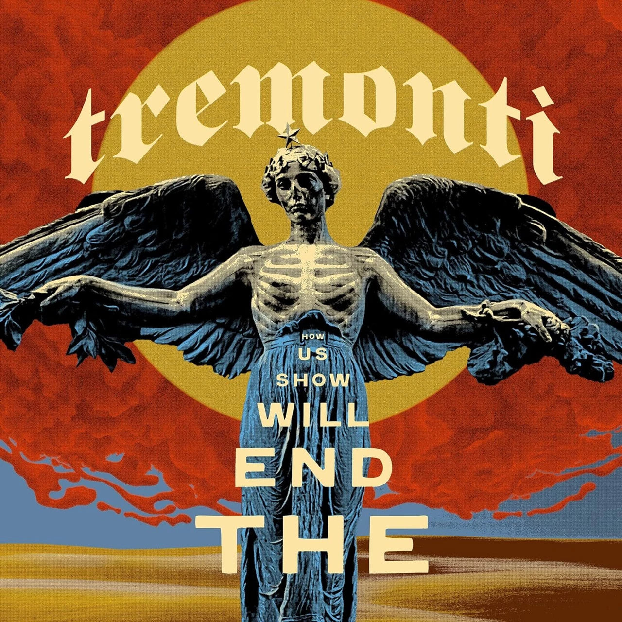 CD cover: statue with wings against a red and gold sky.