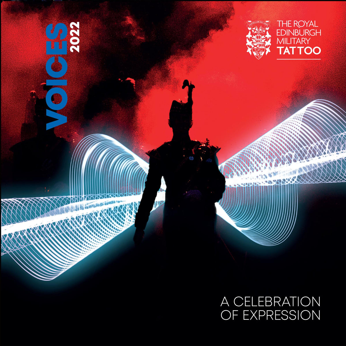 Royal Edinburgh Military Tattoo album cover with a piper in blue light.