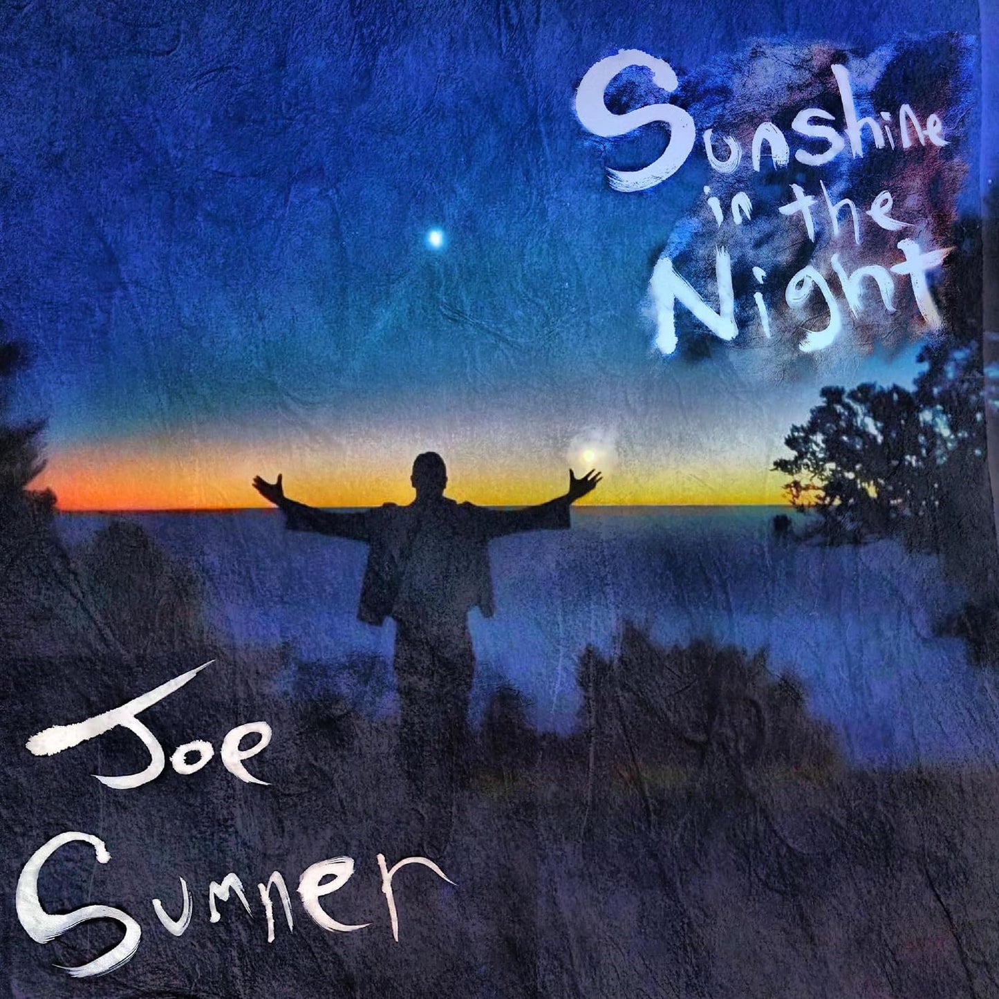 Album cover for Joe Sumner’s “Sunshine In The Night” with a silhouetted figure.