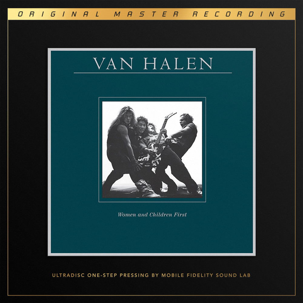 Van Halen “Women and Children First” vinyl record cover with band photo.