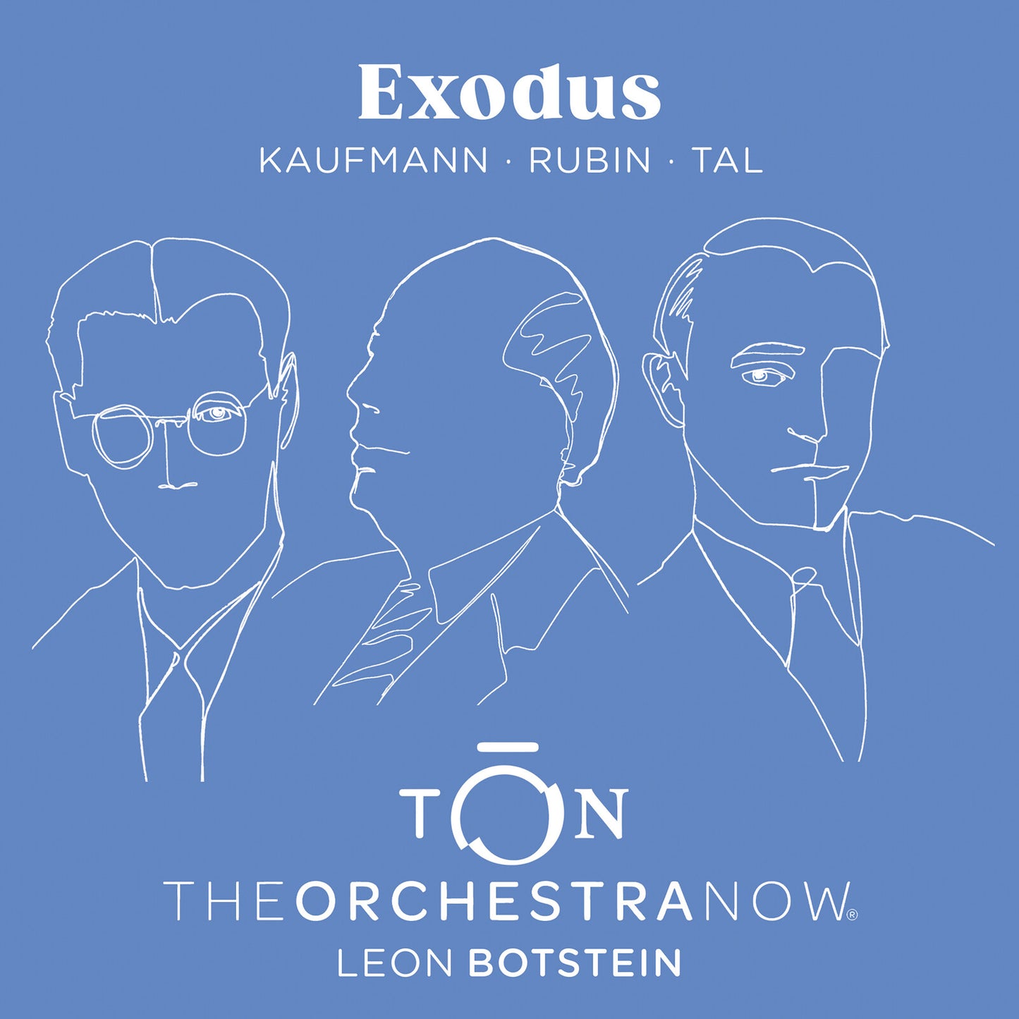 CD cover with white line drawings of three men and orchestra logo.