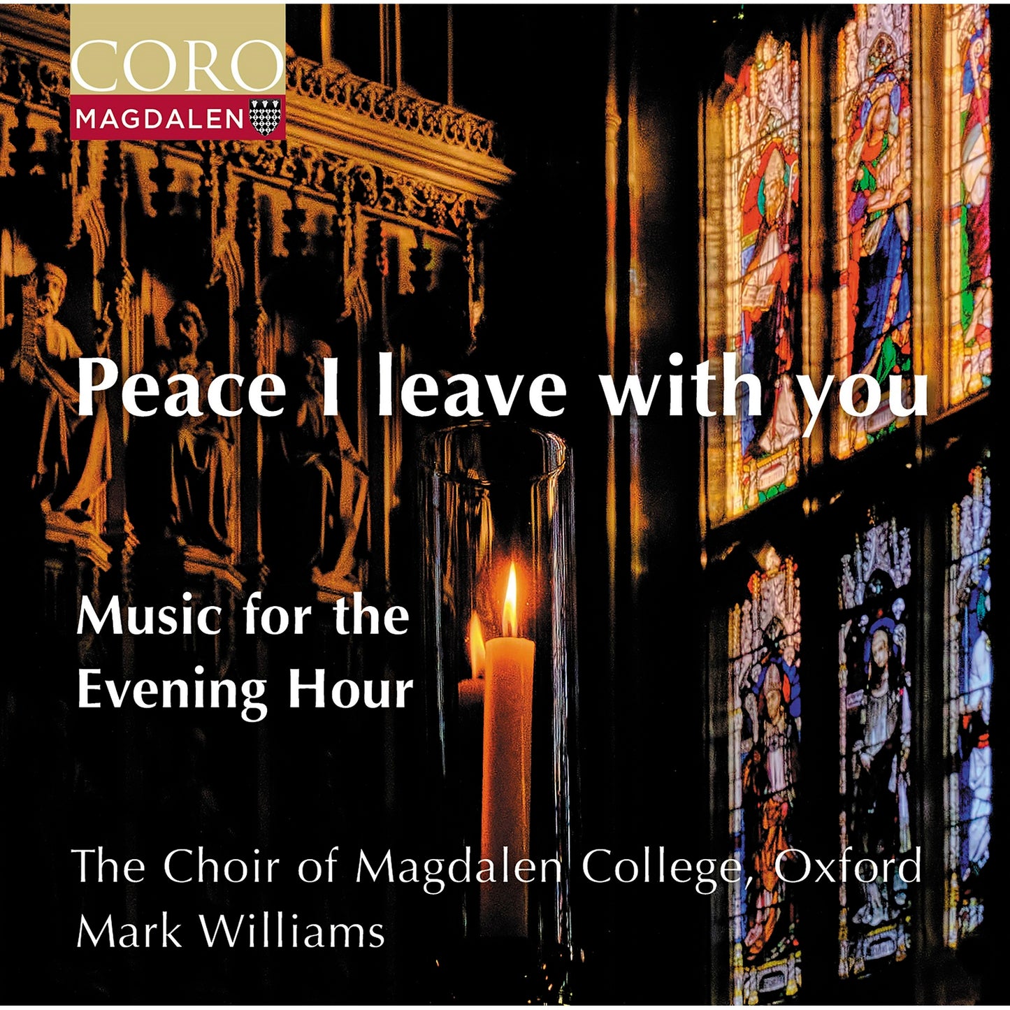 CD cover featuring stained glass, candles, and text: "Peace I leave with you".