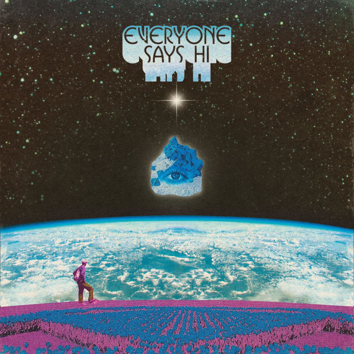CD cover: Earth from space, a figure, and a glowing crystal eye.