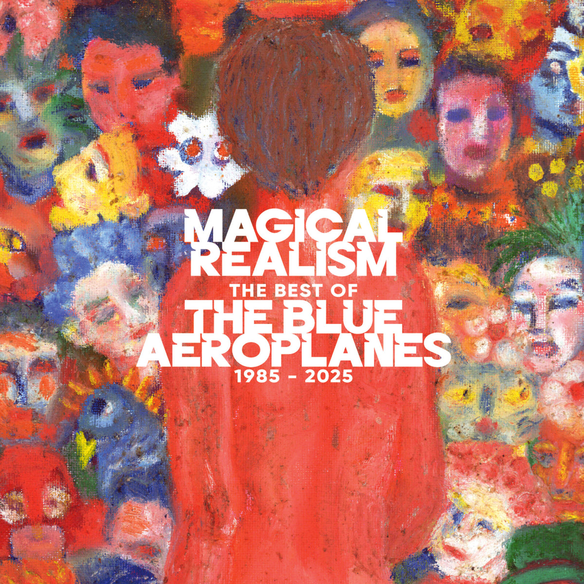 CD cover for “Magical Realism” by The Blue Aeroplanes, painted faces.