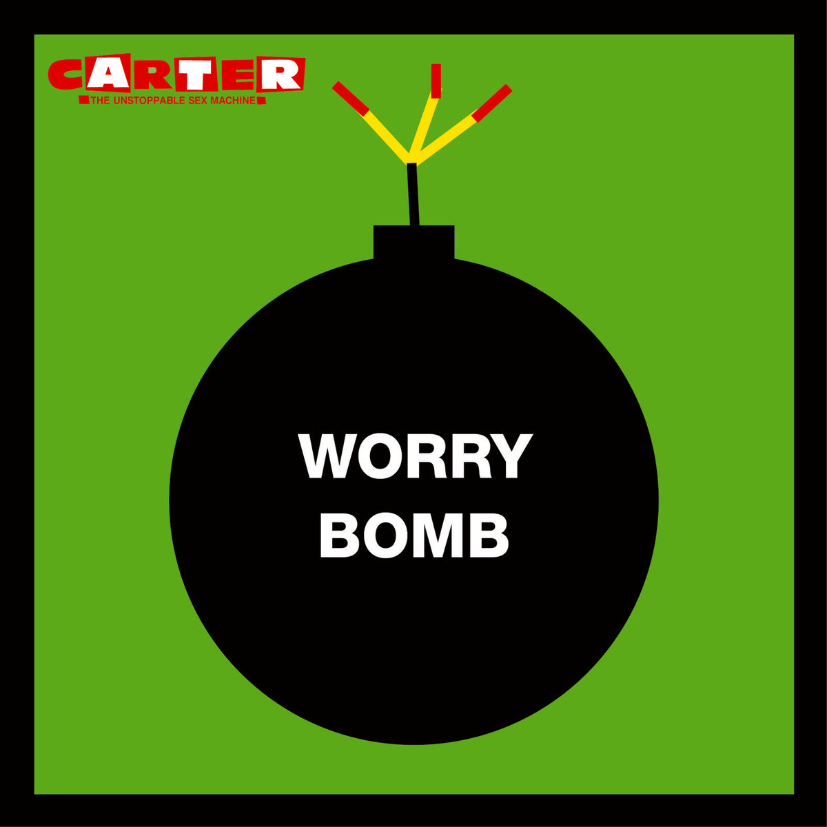 Green album cover with a black bomb and white text "Worry Bomb".