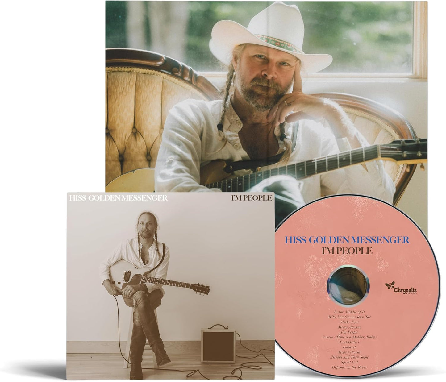 CD cover for Hiss Golden Messenger’s “I’m People” featuring a musician.