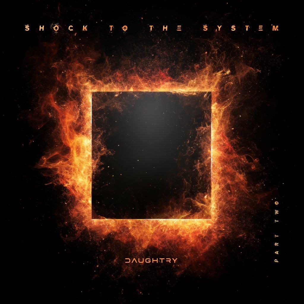 A black square framed by bright orange flames against a dark background.