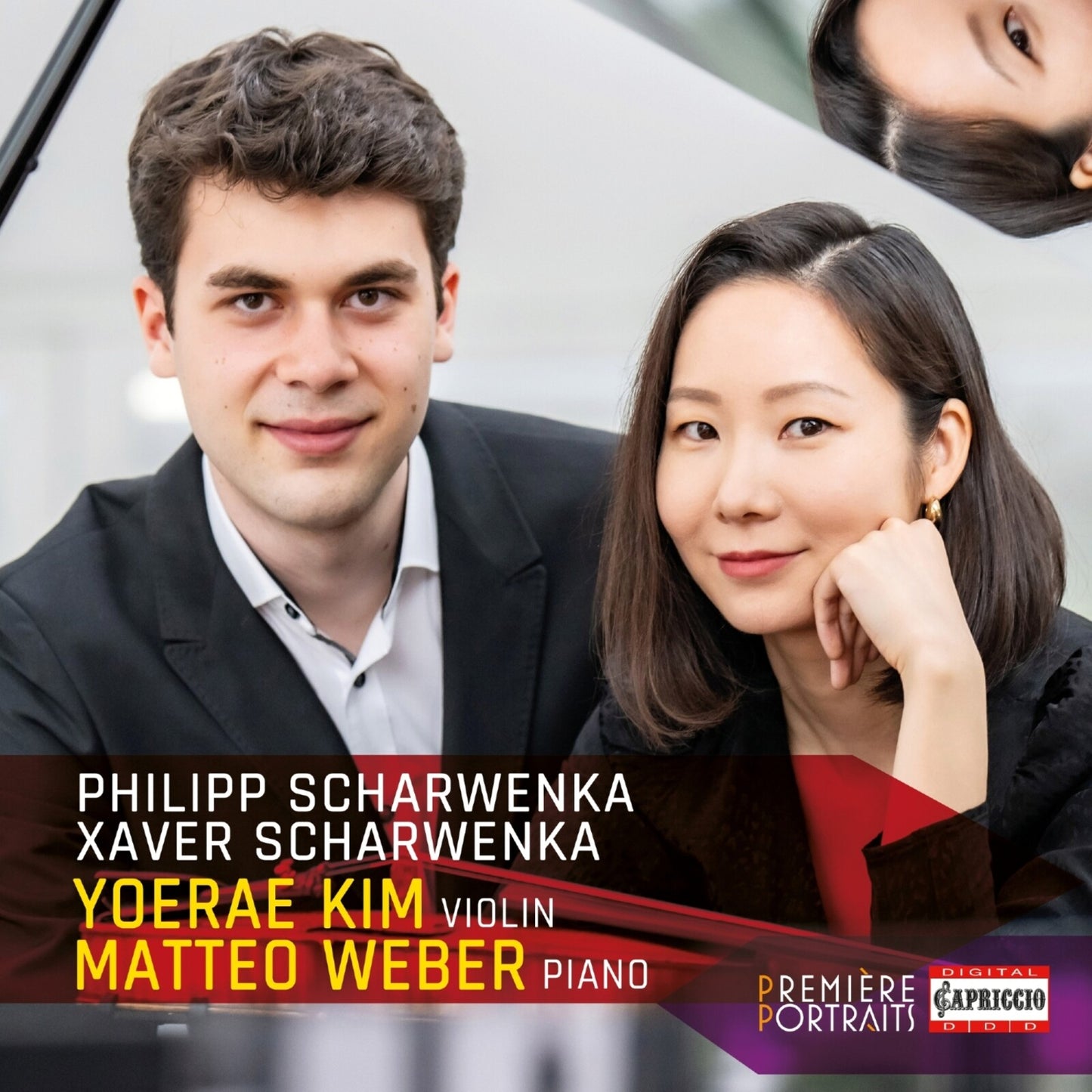 CD cover featuring portraits of violinist Yoderae Kim and pianist Matteo Weber.