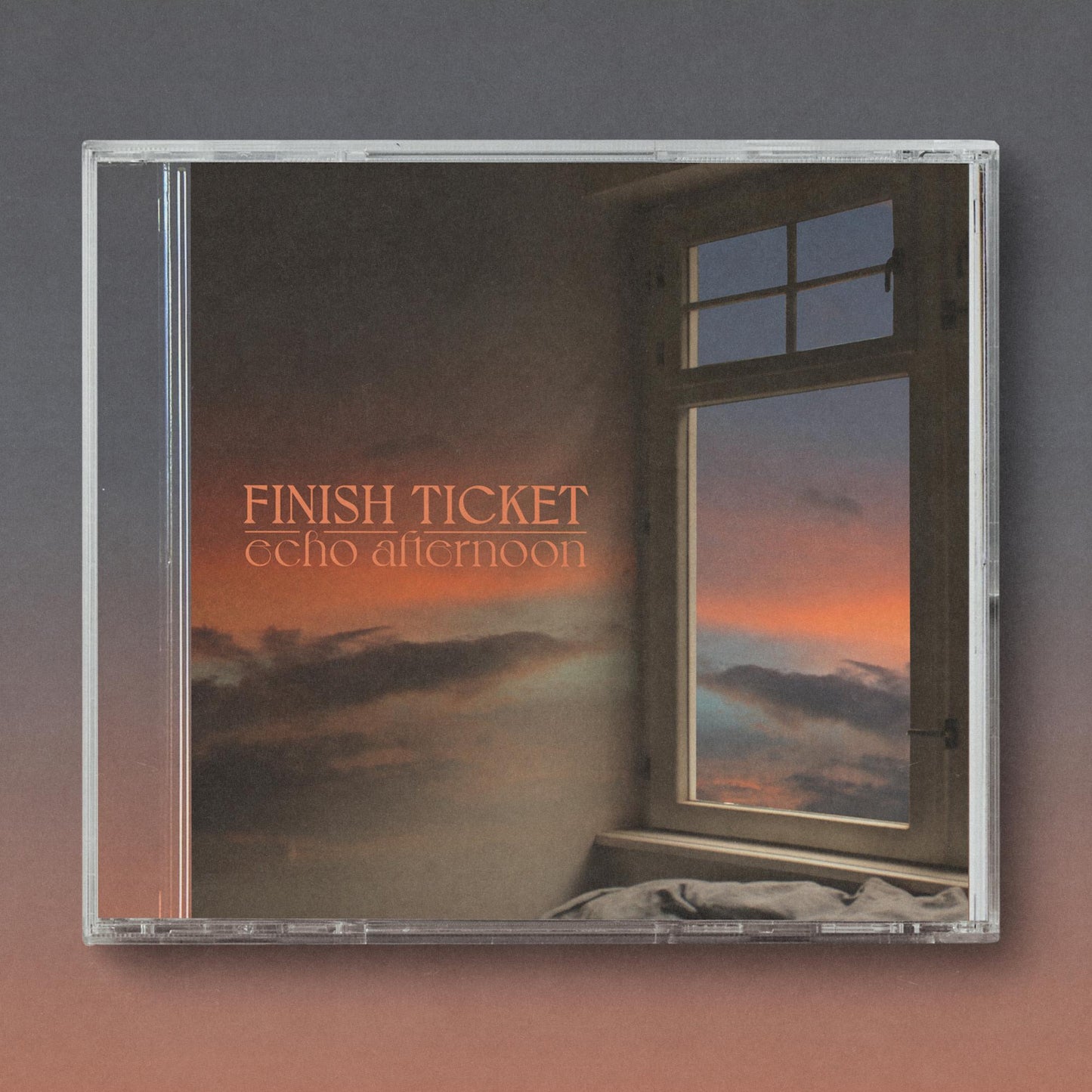 CD case with a window frame and cloudy sky image.