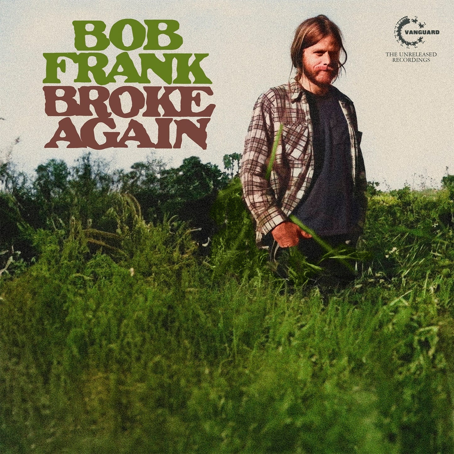 Bob Frank album cover featuring a portrait in a plaid shirt, tall grass.