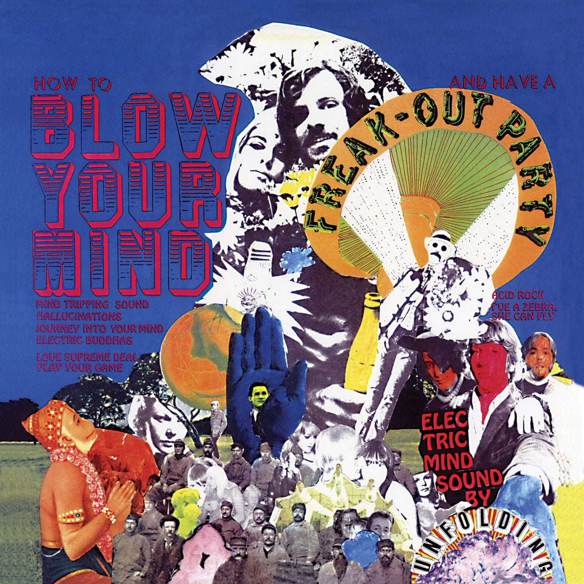 Psychedelic album cover with portraits and swirling, colorful graphics.