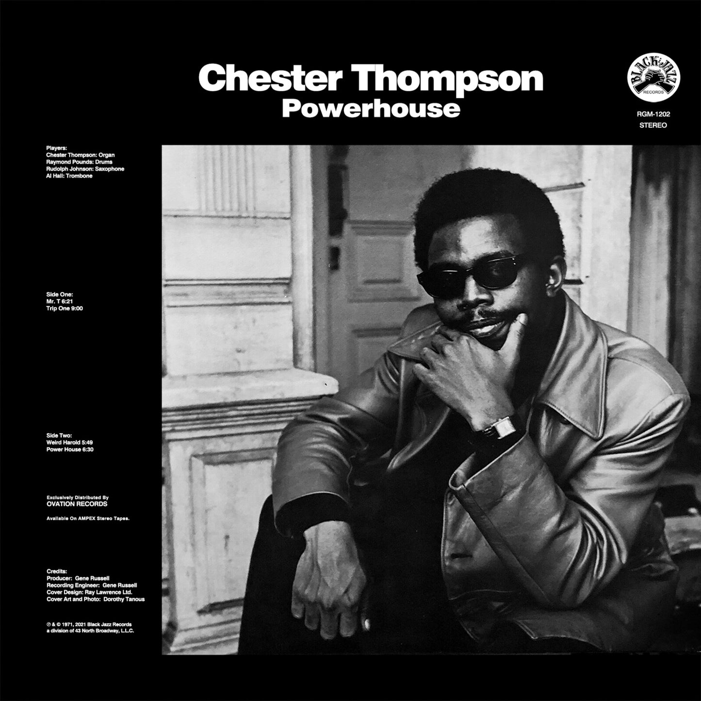 Album cover for Chester Thompson’s “Powerhouse,” featuring a portrait of Thompson.