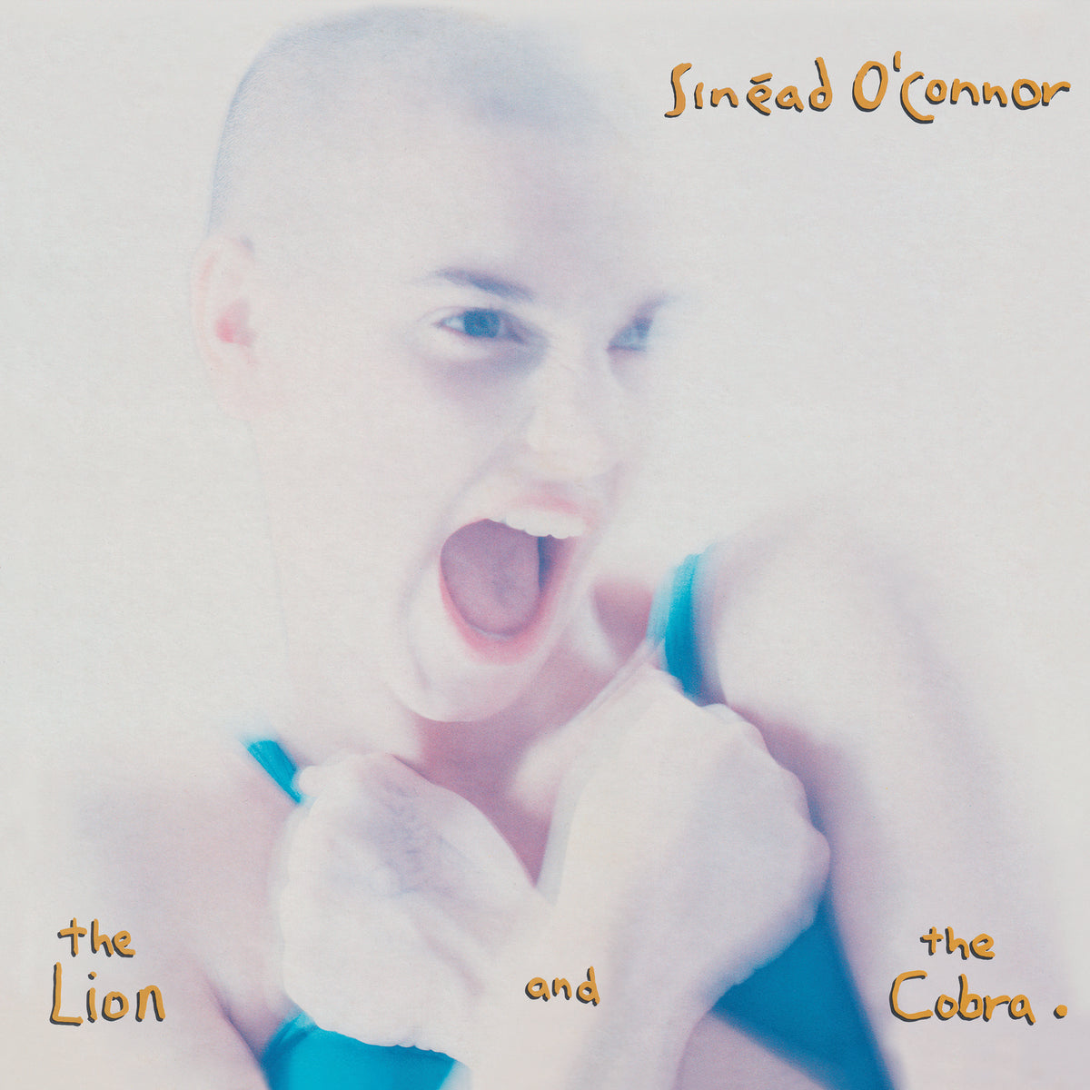 Sinead O'Connor album cover, close-up of a woman with open mouth.