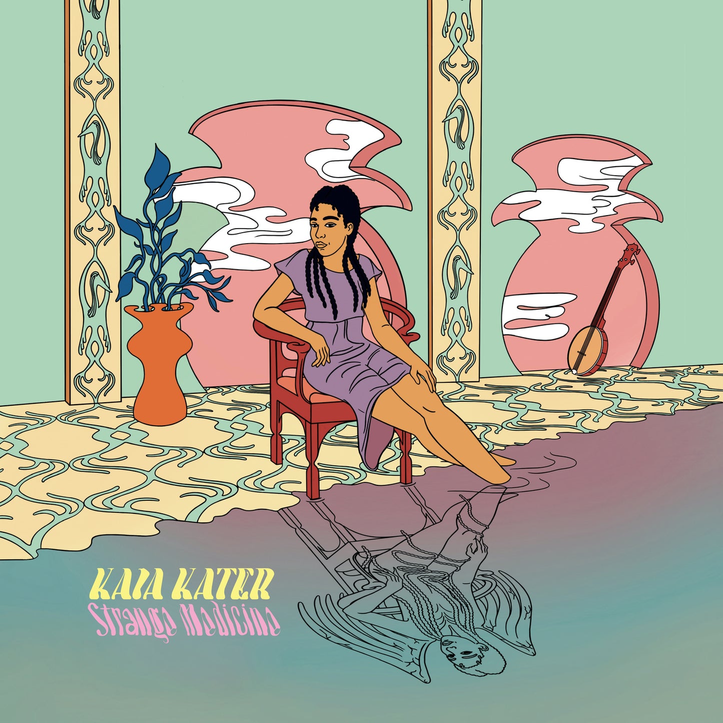 CD cover: woman with banjo seated in ornate, illustrated room.