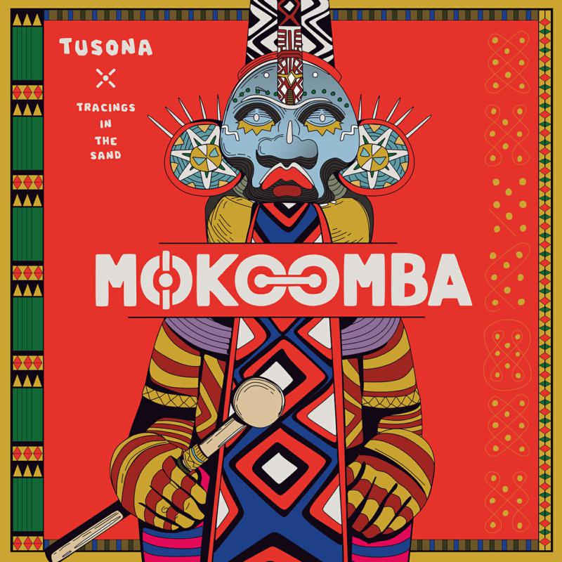 Mokoomba's "Tusona" CD cover: illustrated face with geometric patterns, red background.