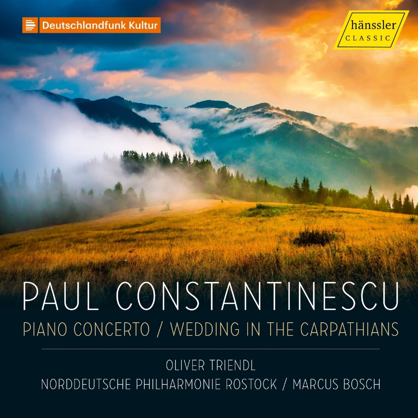 CD cover: Mountain landscape with text "Paul Constantinescu Piano Concerto".