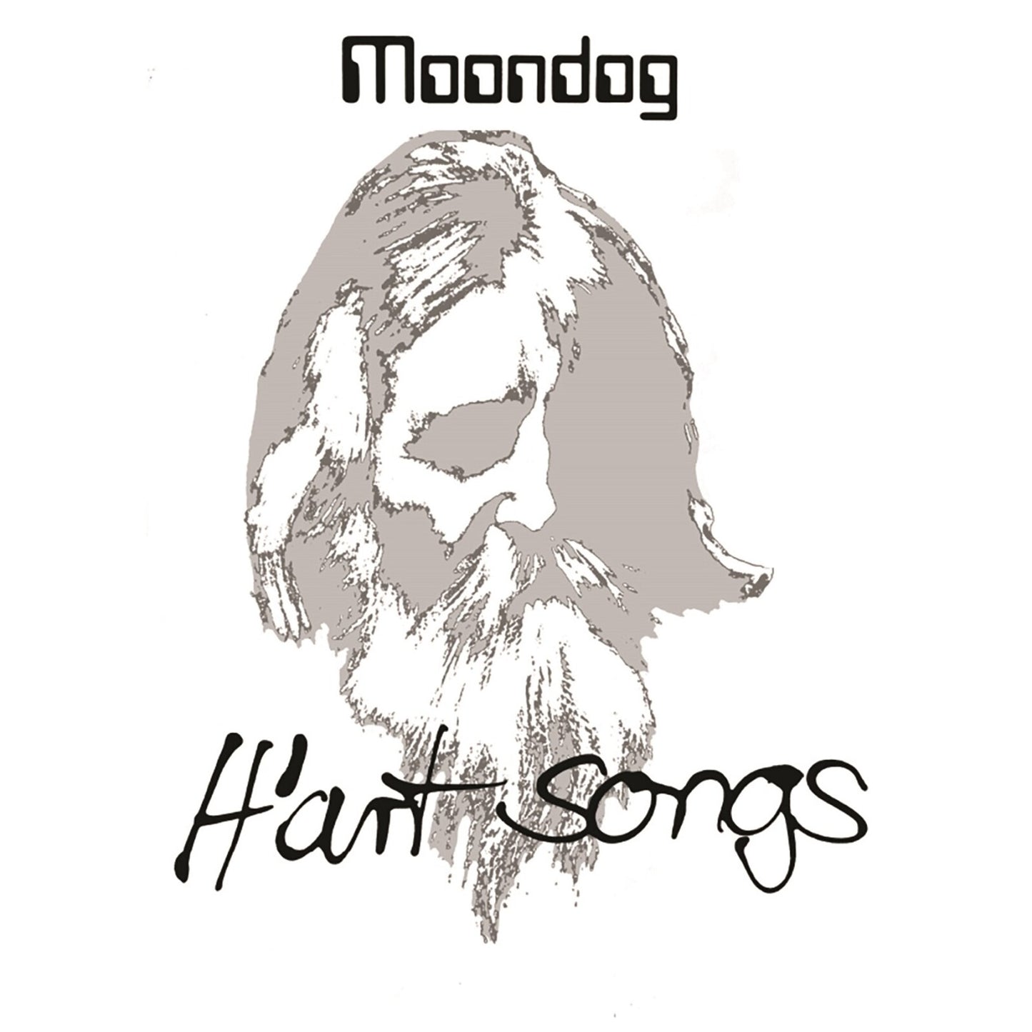 Moondog album cover: sketched face with “Hart Songs” text below.