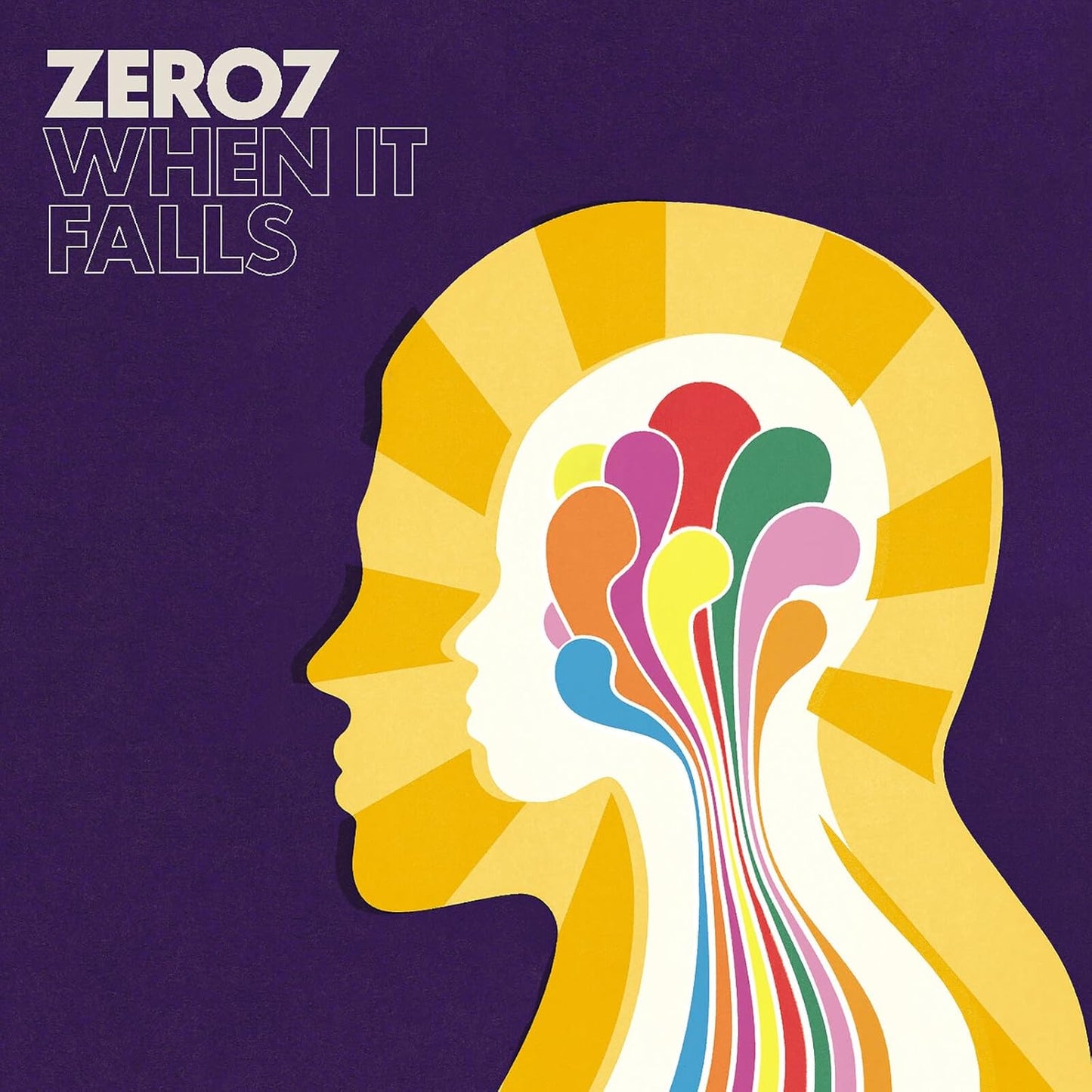 Album cover for Zero7’s “When It Falls” featuring a colorful head silhouette.