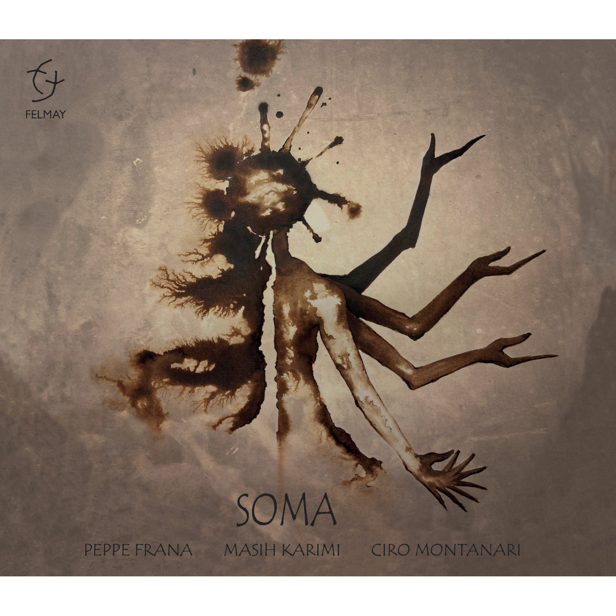 CD cover with abstract, dark brown figure resembling roots or branches.