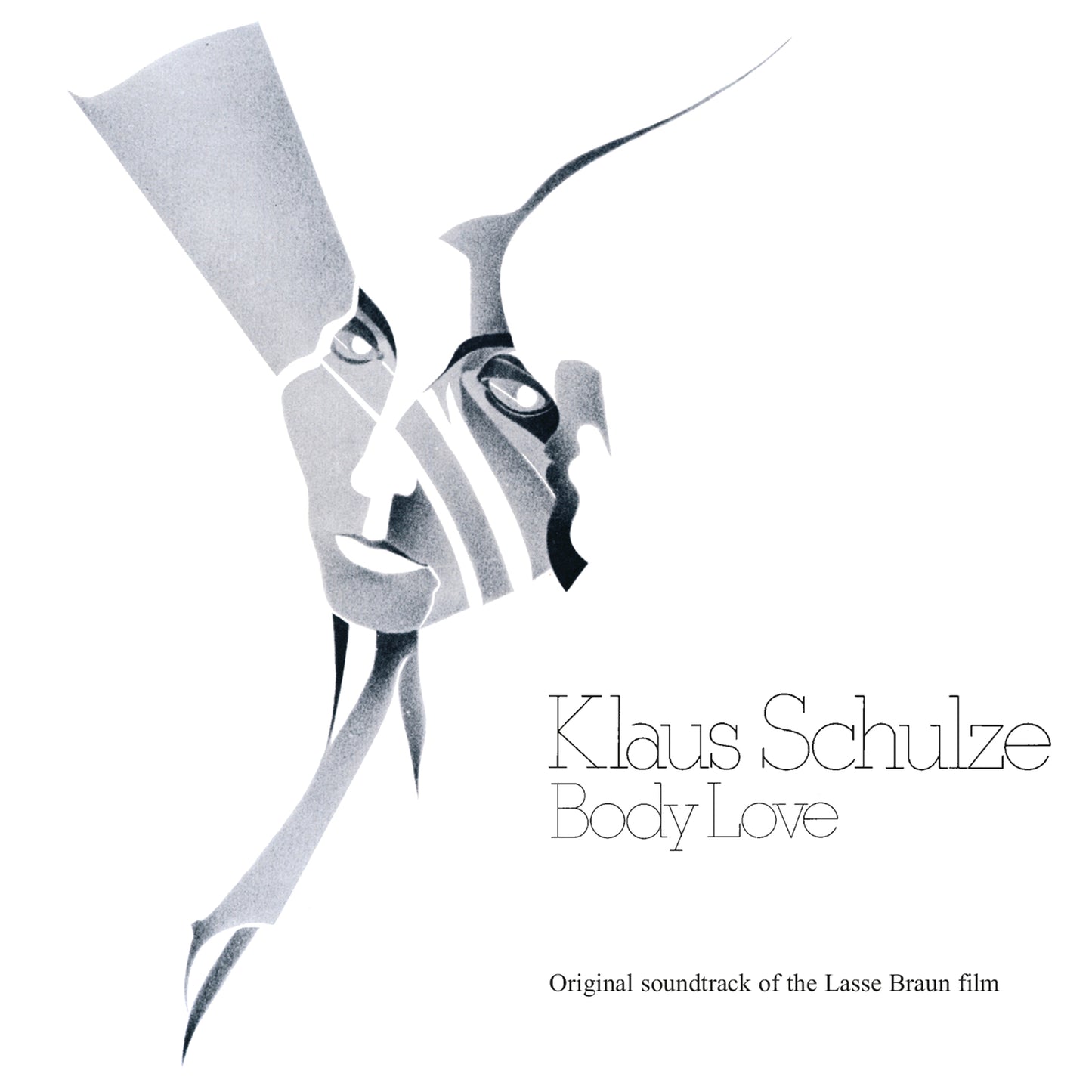 CD cover for Klaus Schulze’s “Body Love” with abstract face illustration.