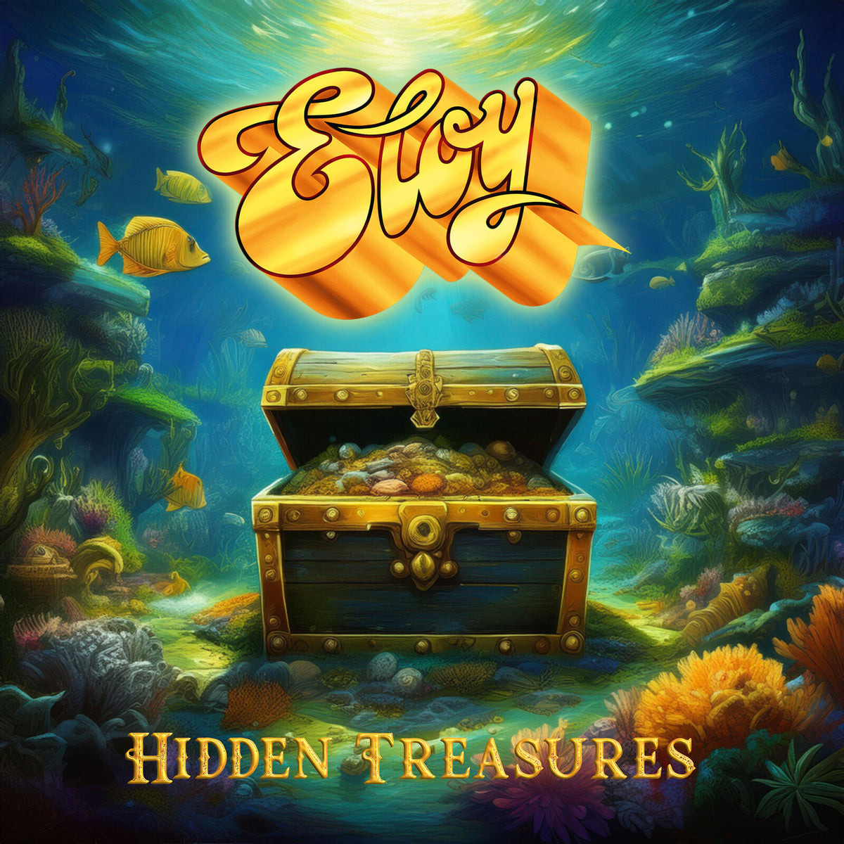 CD cover: open treasure chest in a colorful underwater scene.