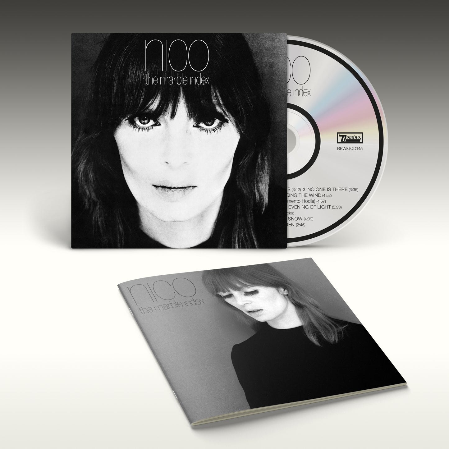 Nico’s “The Marble Index” CD with black and white portrait cover.
