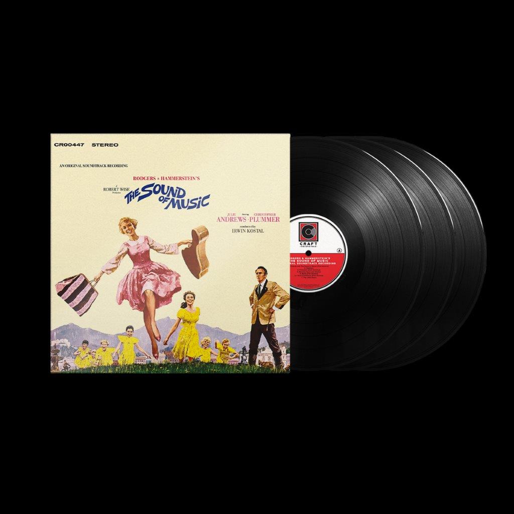 “The Sound of Music” vinyl record with colorful cover art.