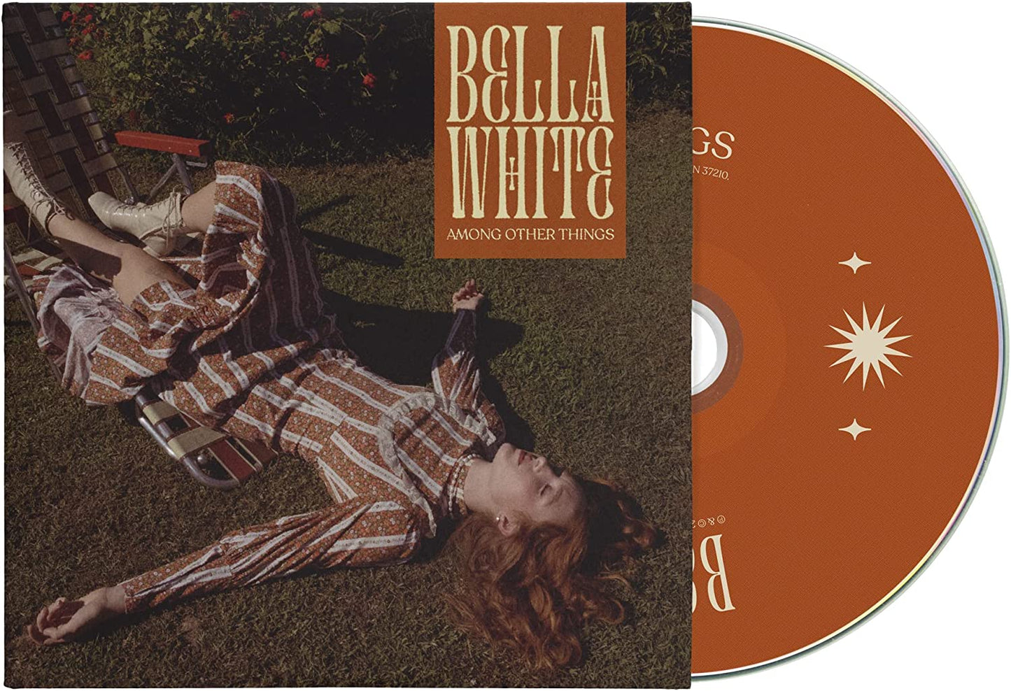 CD cover for Bella White's "Among Other Things" featuring a woman lying in grass.