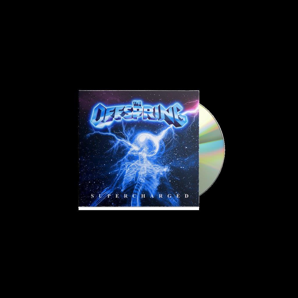 The Offspring “Supercharged” CD cover with lightning and band logo.