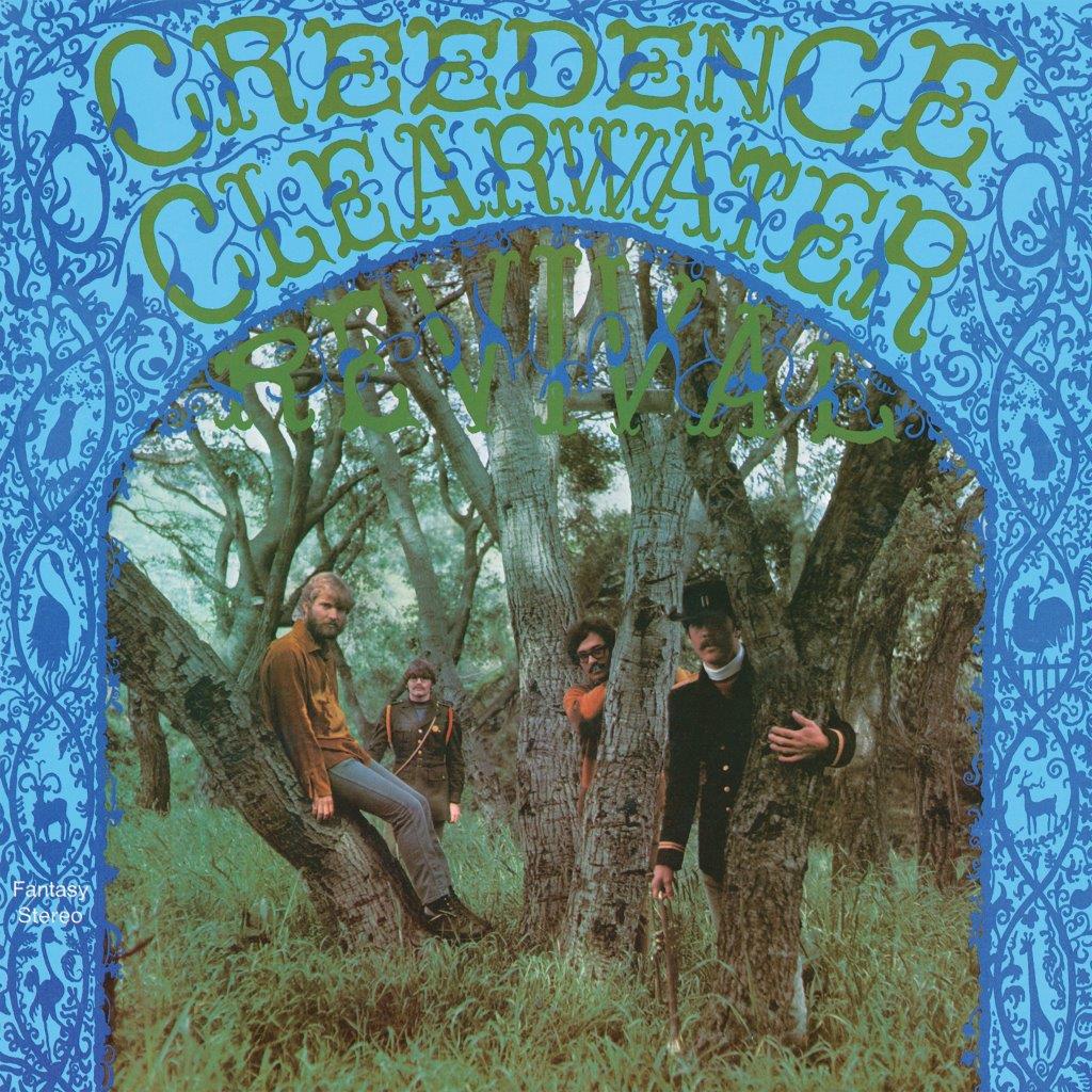 Creedence Clearwater Revival album cover with band posed in front of trees.