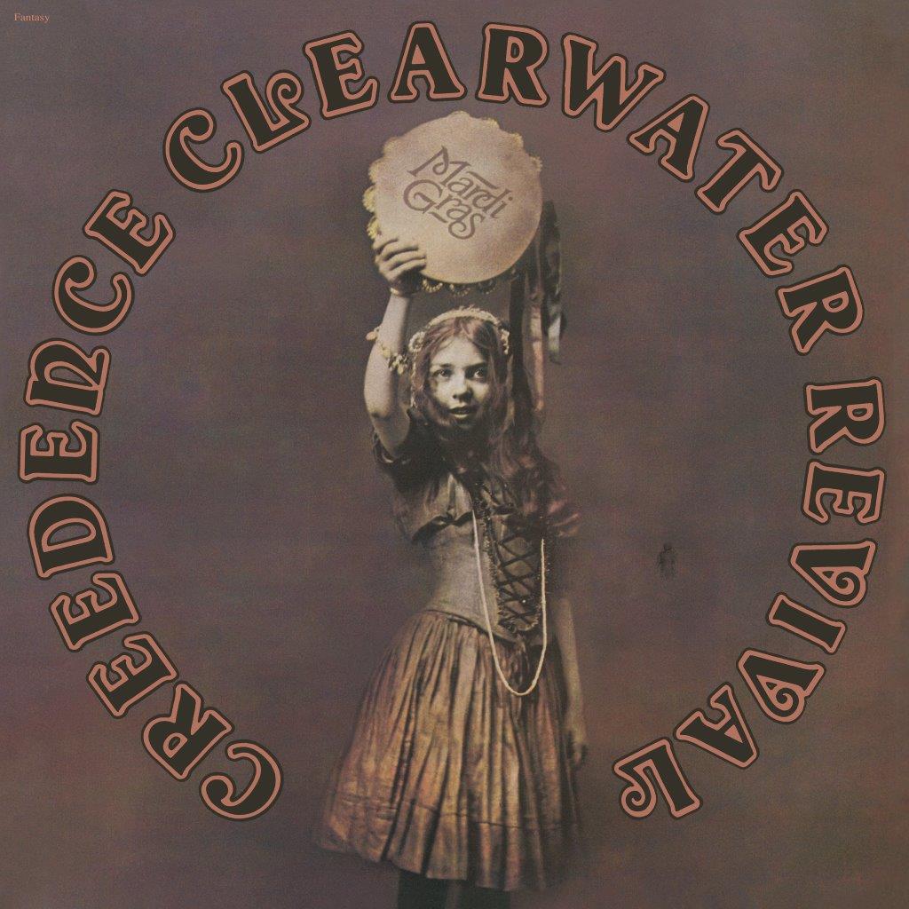 Creedence Clearwater Revival’s “Mardi Gras” vinyl record cover with a costumed figure.
