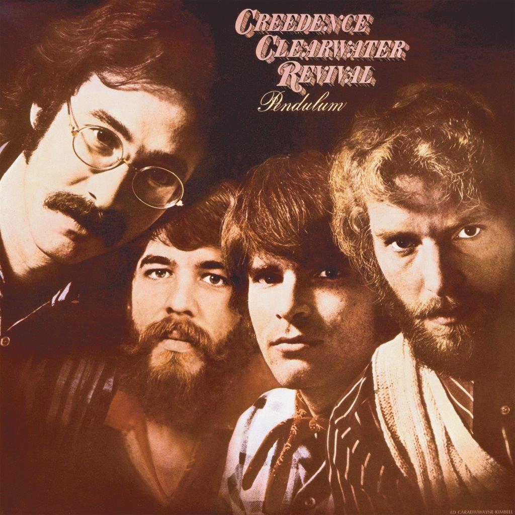 Sepia-toned portrait of the four members of Creedence Clearwater Revival on their Pendulum album.