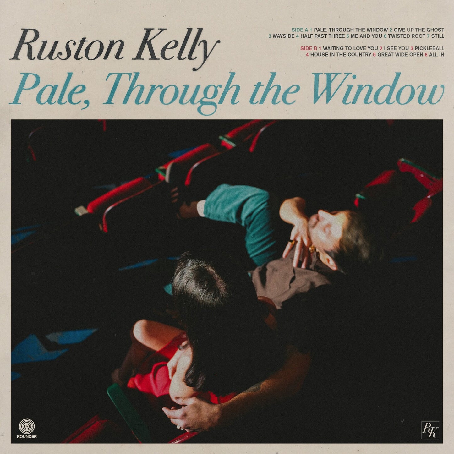 CD cover for Ruston Kelly’s “Pale Through The Window” with two figures.