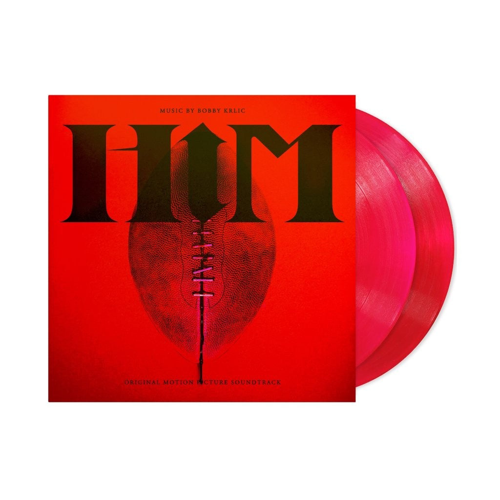 Red vinyl LP for the "HIM" soundtrack with heart and pin imagery.