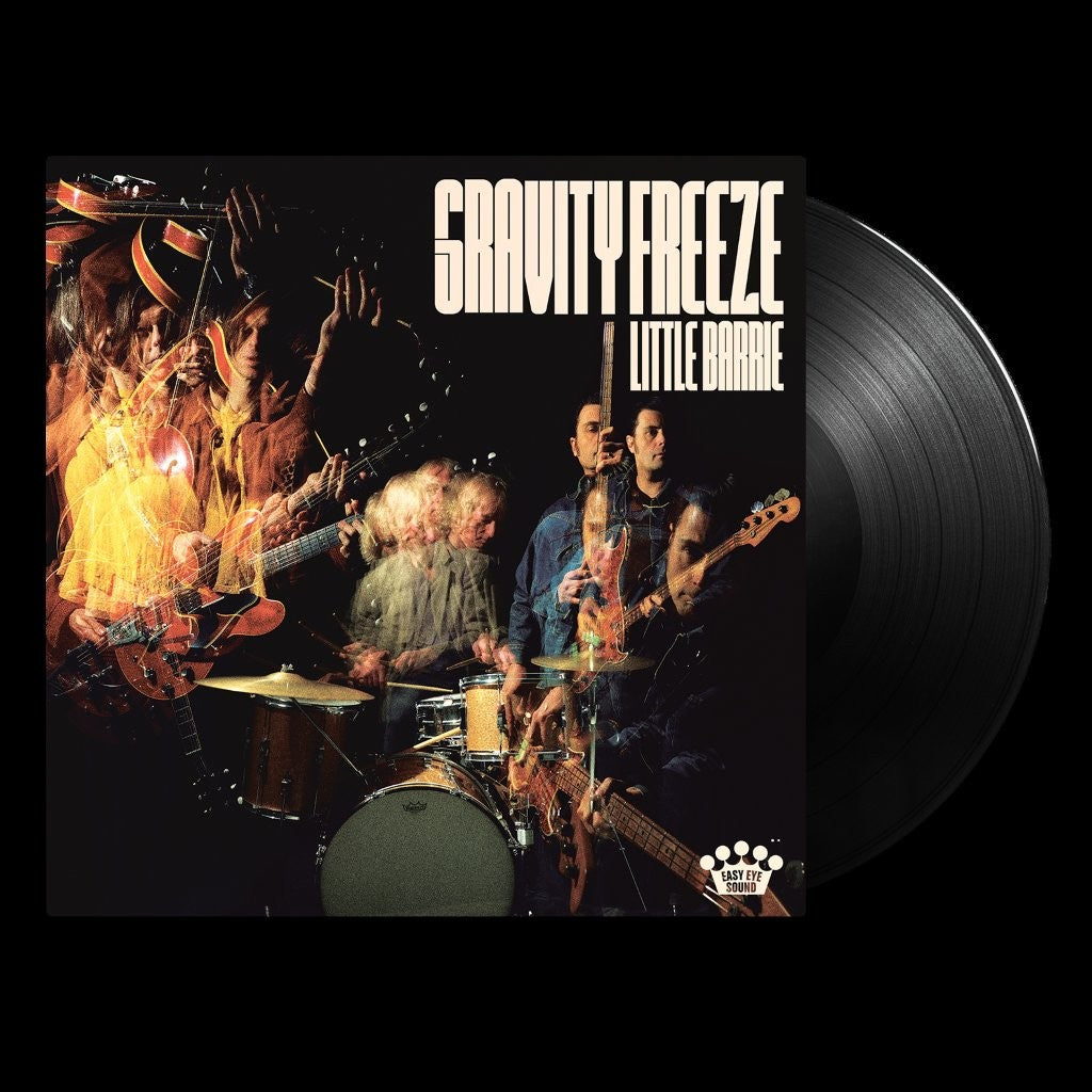 Vinyl record and cover art for Little Barrie's Gravity Freeze featuring a band.