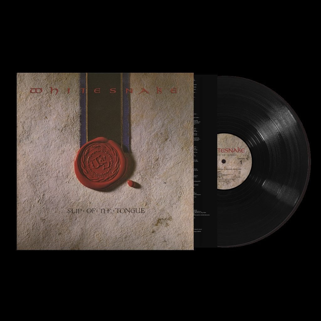 Whitesnake “Slip of the Tongue” vinyl record with beige cover art.