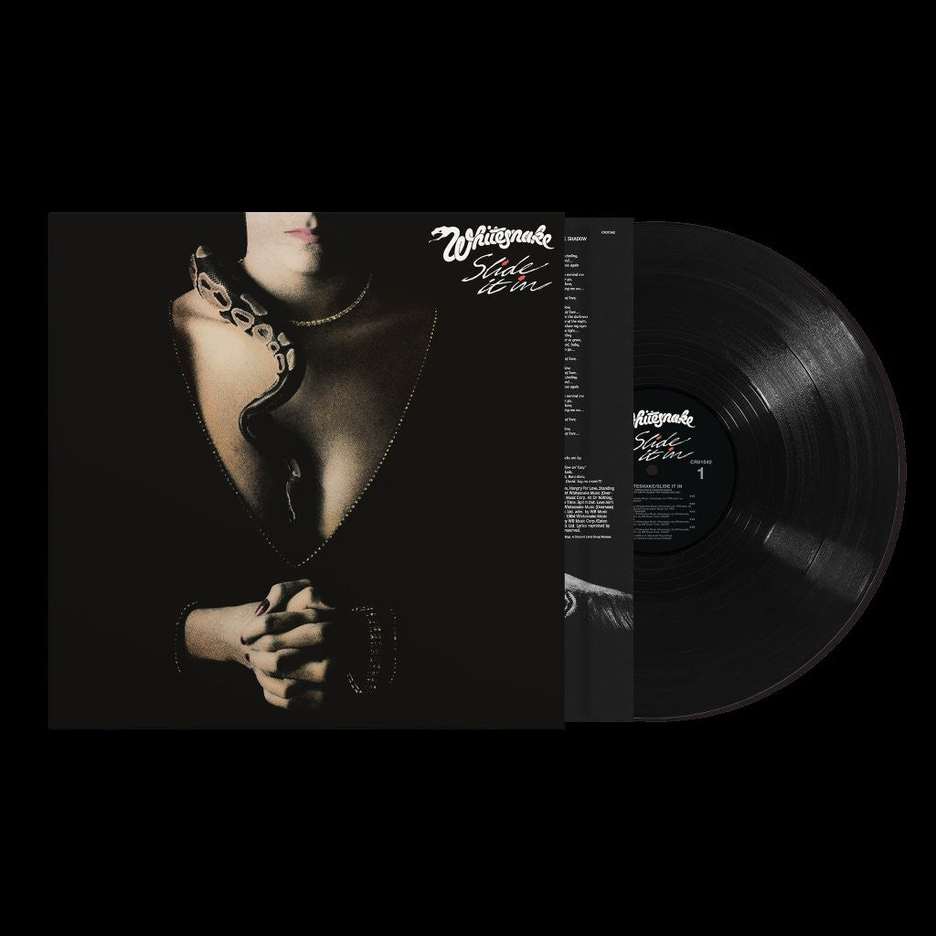 Whitesnake "Slide It In" vinyl record with a portrait of a man.