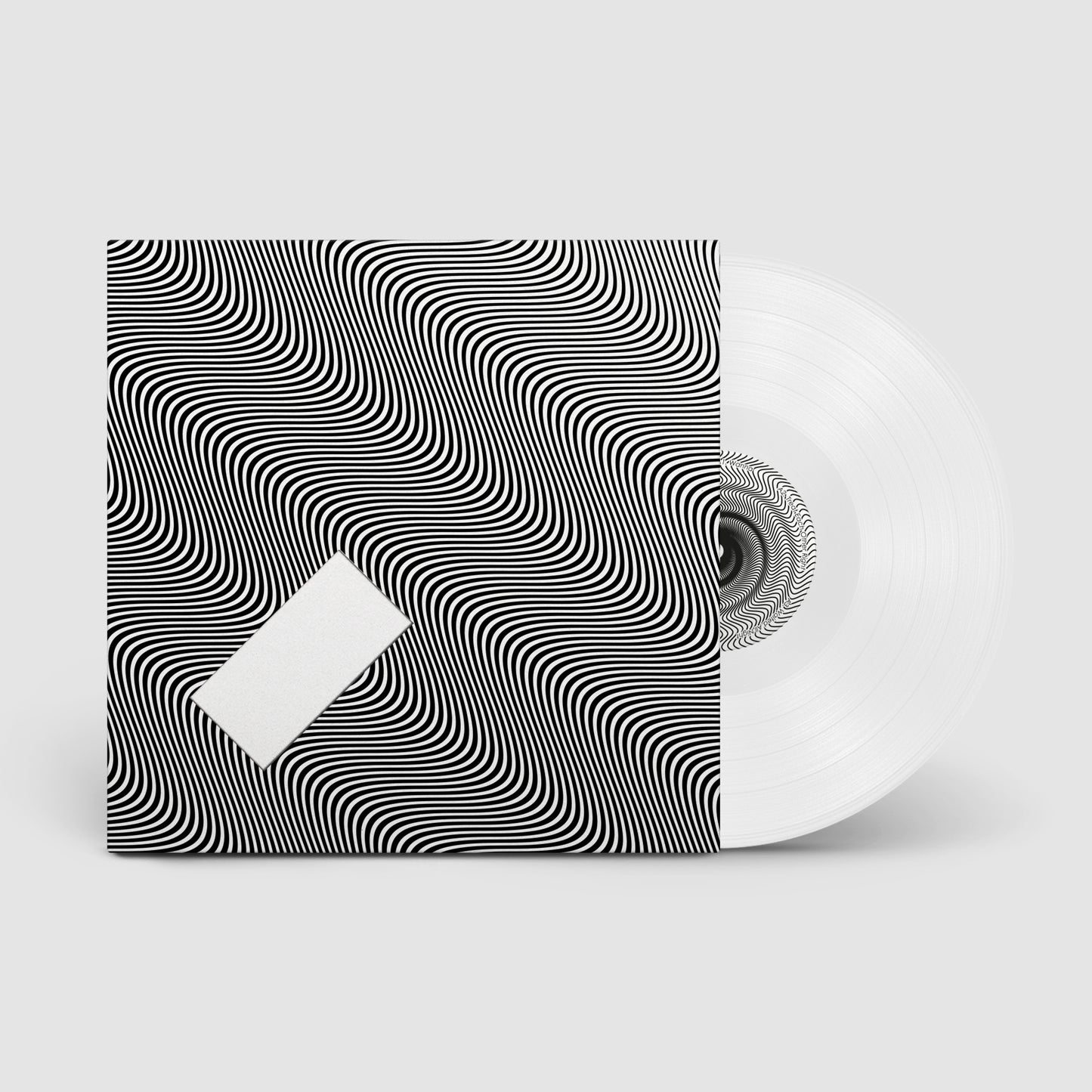 White vinyl LP with black and white optical illusion cover art.