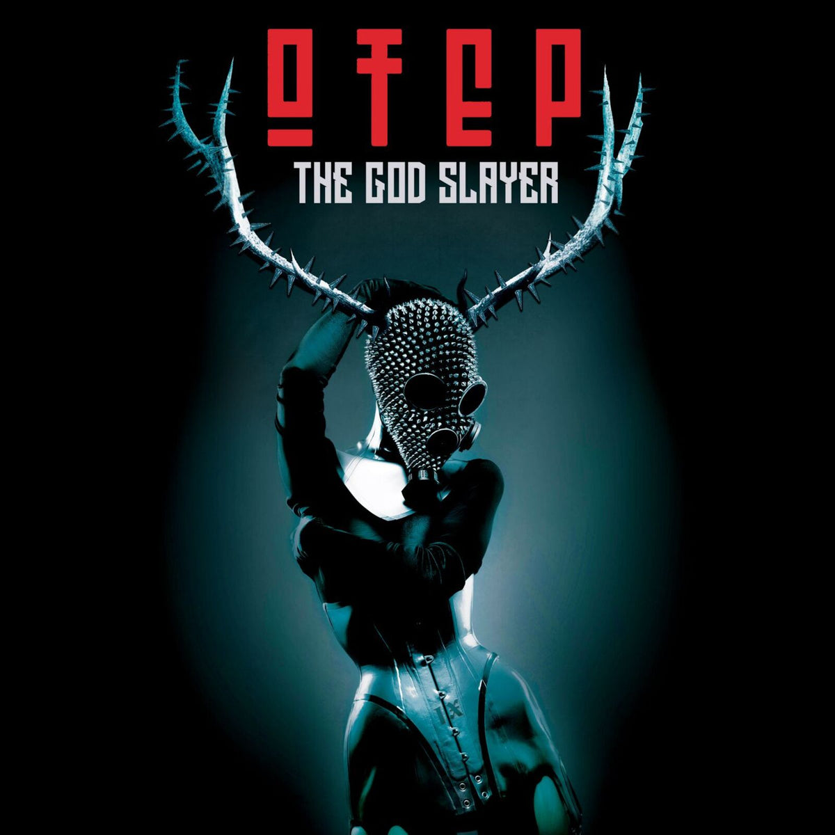 Dark album cover featuring a masked figure with horned headpiece.