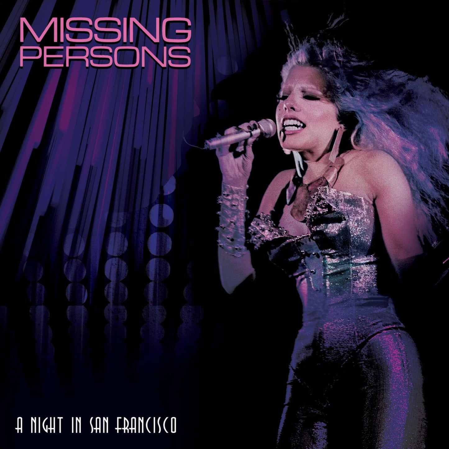 Album cover for Missing Persons’ “A Night In San Francisco” featuring Dale Bozzio.